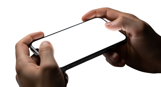 Person Holding Smartphone with Blank Screen Ready for App or Game Presentation