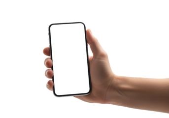 Hand Holding Smartphone with Blank Screen for Template and Design Purposes
