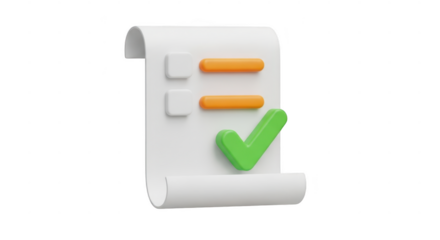 3d checklist with green checkmark isolated on transparent background