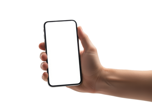 Hand Holding Smartphone with Blank Screen for Template and Design Purposes