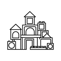 Illustration of a castle made of building blocks isolated on, a fun and creative toy for kids