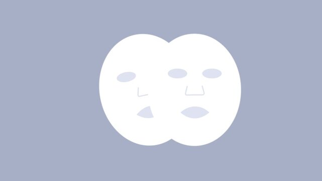 Facial mask cosmetics packaging animation. Clean face mask product design on white background, Modern motion graphics.