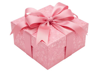 Obraz premium Pink Gift Box with Bow on White Background Ready for Celebration and Special Occasion