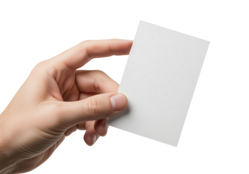 Person Holding Blank Card in Hand Ready for Customization or Personalization