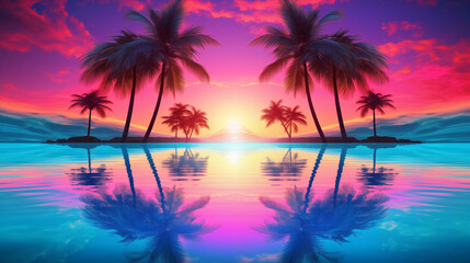 
Neon Palm Silhouettes
