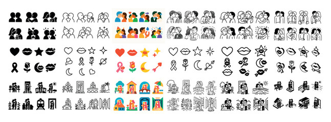 Diverse multicultural people icons set