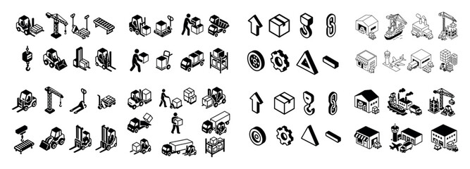 Isometric industrial icon set collection