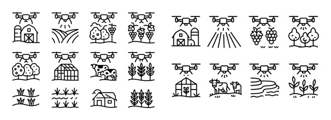 Fototapeta premium Agricultural Drone Icons