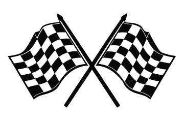 Fototapeta premium crossed checkered flags black and white silhouette