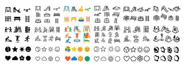 Variety of playground icons and symbols