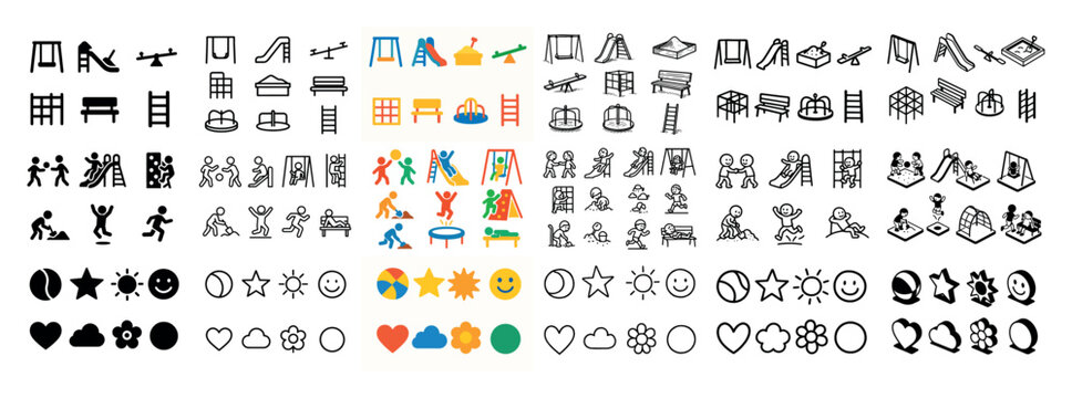 Variety of playground icons and symbols