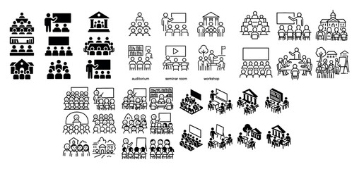 Icon set of educational environments