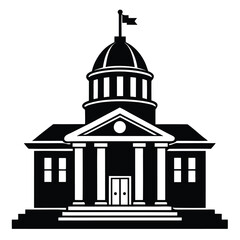 courthouse black and white silhouette on white background