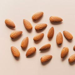 Vitamin E Rich Almonds Arranged Elegantly - Healthy Nutrition and Wellness Concept