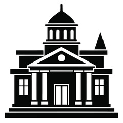 courthouse black and white silhouette on white background