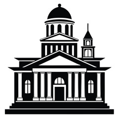 courthouse black and white silhouette on white background