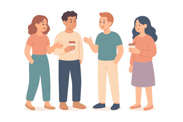 Obraz premium People talking. Group of people communicating and standing. Conversation and discussion vector illustration.