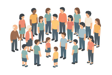 Family top view. Multigenerational family gathering in circle. Family generation vector illustration.