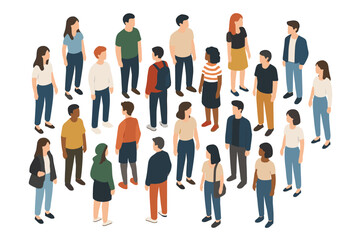 Youth group. Diverse teenagers standing in circle formation. Youth community vector illustration.