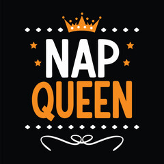 Nap Queen T-Shirt Design with Crown and Decorative Elements
