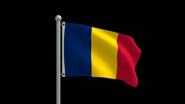 Seamless Animated Waving Flag of Chad 4K