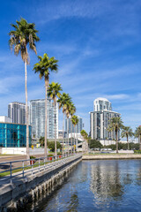 Saint Petersburg Florida waterfront at Tampa Bay with skyline in downtown St Petersburg, United...