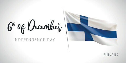 Finland independence day vector banner, greeting card