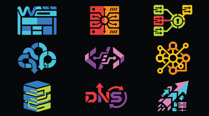 Explore vibrant, modern tech icons for your next innovative digital project or futuristic campaign