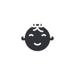 A cute baby face icon showing a calm expression, ideal for designs involving childcare, parenting, and newborn themes.