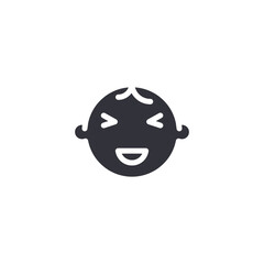 A laughing baby face icon symbolizing playful joy, innocence, and bright emotional moments in early childhood.