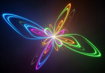 Dynamic And Brightly Colored Luminous Curves Create An Abstract Form Against A Dark Backdrop. Perfect For Technology Or Event Themes.