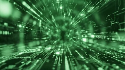 Futuristic Green Circuit Board with Bokeh Lights Technology Theme Background - Powered by Adobe