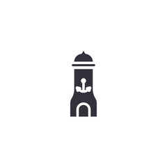 A lighthouse icon representing coastal safety, marine guidance, ocean navigation, and traditional seaside landmarks for nautical designs.