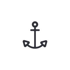 A simple nautical anchor icon symbolizing marine navigation, boating stability, sea travel, and classic maritime themes.