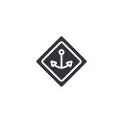 A nautical anchor placed inside a diamond frame, symbolizing marine identity, boating culture, and classic ocean-themed emblems.