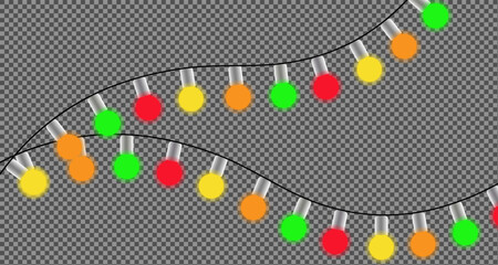 Warm glow garland for soft Festive Christmas Lights on Transparent Background for Holiday Season Decorating