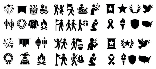 Fototapeta premium Diverse collection of festive and activity icons