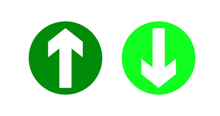 Arrow up and down icons. Low or high icon. Price, sale, rate or profit going up or down symbol with arrow sign with green colors. Vector illustration