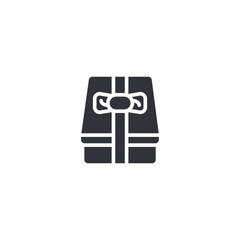 Squared gift box icon wrapped securely with a wide ribbon and topped with a decorative bow, ideal for representing holiday presents, special delivery, birthday surprises, and customer incentives in a 