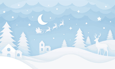 Christmas winter village illustration vector illustration, easily editable. 