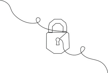 Obraz premium Continuous single line art illustration of abstract security.