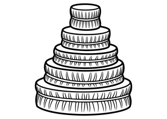 Set of reusable silicone stretch lids stacked in pyramid shape vector illustration. Eco friendly flexible food covers for bowls and containers sketch isolated on white background.