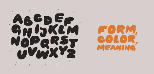 Cartoon vector illustration of a colorful playful alphabet in a fun, whimsical style