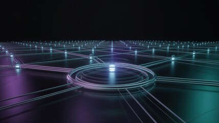 Abstract Network of Glowing Lights and Connections.