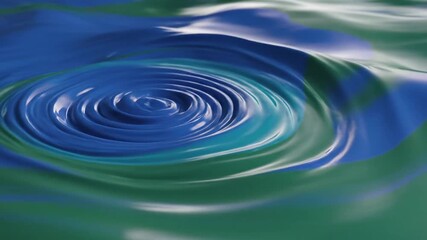 Abstract Liquid Vortex in Blue Green Palette Glossy Surface Swirling Motion Smooth Texture Waves Ripple Concentric Rings and Soft Lighting