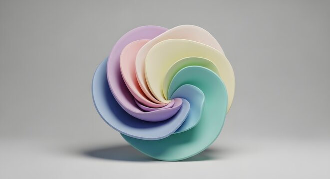Pastel colored abstract vortex with smooth shapes and clean design ideal for contemporary backgrounds and modern graphic elements