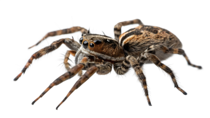 Close-up of a spider living cut out on PNG isolated on white. AI GENERATED.