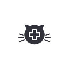 Obraz premium A cat head with a medical cross symbol representing feline health, veterinary treatment, emergency pet care, and essential medical support for cats.