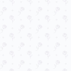 Minimal One-Line Rose Floral Seamless Pattern