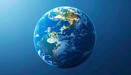 Blue planet Earth view centered on the Americas, showcasing oceans, clouds and continents